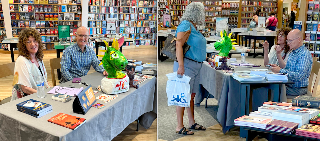 Dragon Camp novel Author Cate Shepherd and Illustrator Doug Jennings at the July 30 Book Signing Event